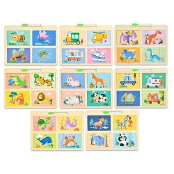 TABLERO DE MADERA 2 EN 1 (PIZARRA Y 4 ROMPECABEZAS)