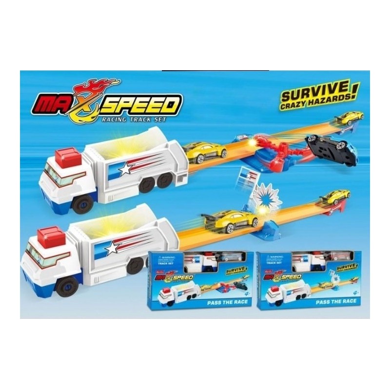 CAMIÓN PISTA CON AUTO METÁLICO