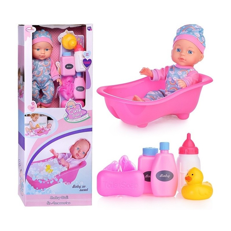 MUÑECA CON ACCESORIOS DE BAÑO Y MEMA