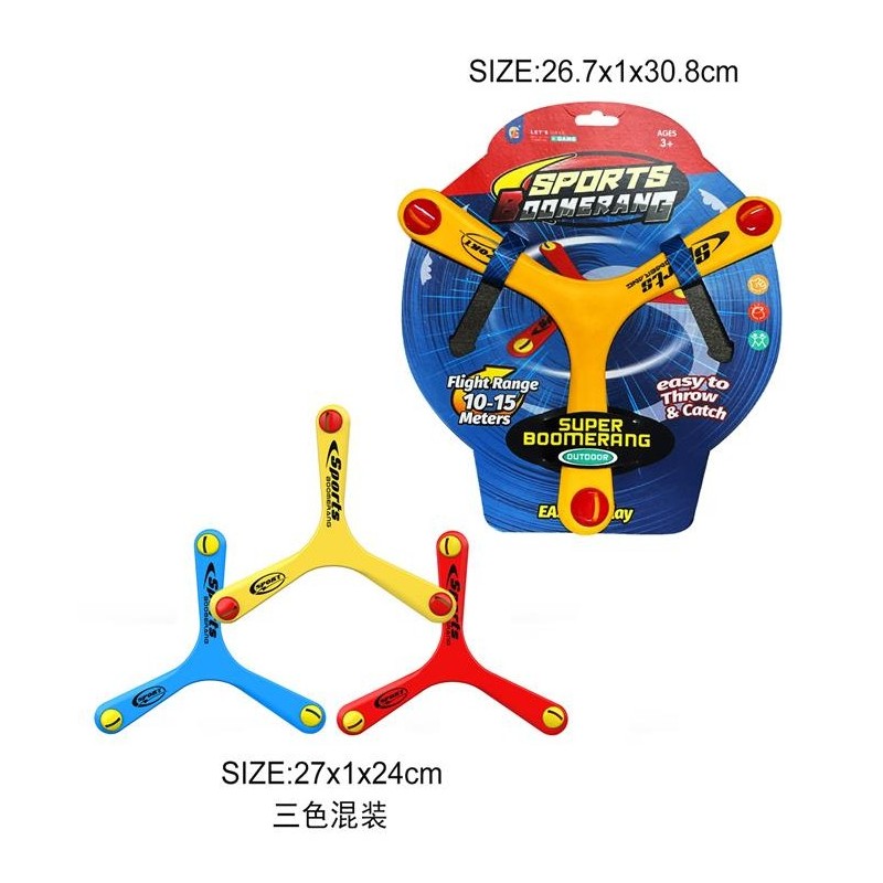 BOOMERANG, FÁCIL DE LANZAR Y ATRAPAR, TRES COLORES